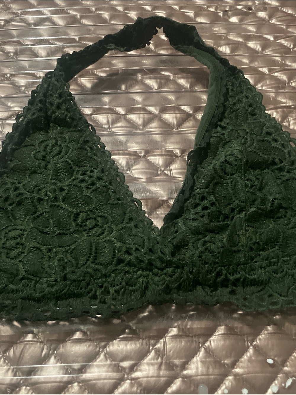 Zenana Outfitters Dark Green Lace Halter Bralette